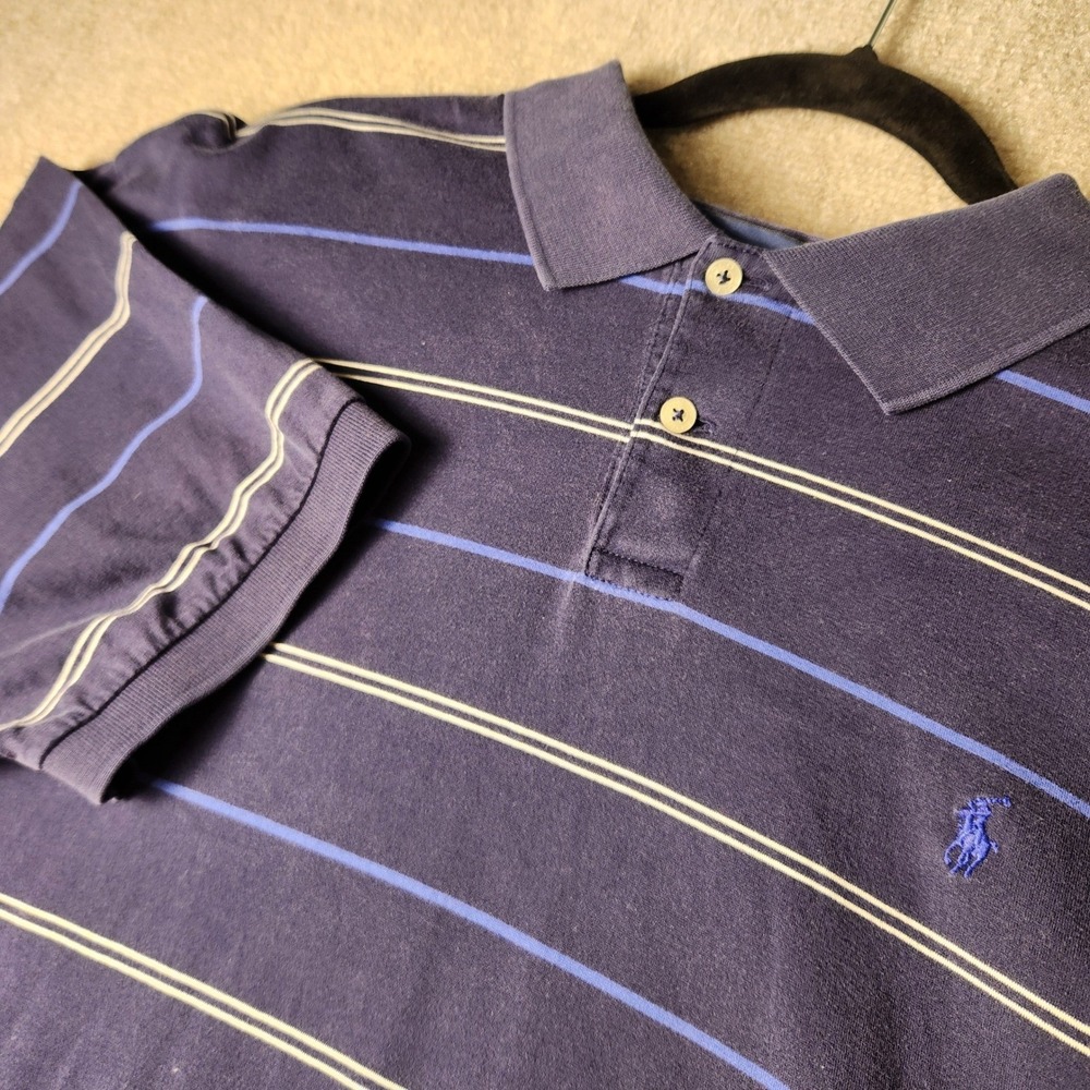 Polo Golf Ralph Lauren Polo Shirt Mens XL Navy Blue Excellent Bay Hill Striped